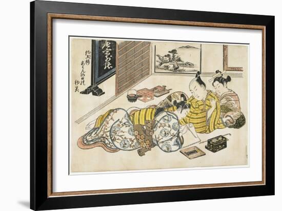 New Year's Gathering Within a Brothel, 1741-1744-Okumura Masanobu-Framed Giclee Print