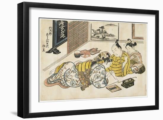 New Year's Gathering Within a Brothel, 1741-1744-Okumura Masanobu-Framed Giclee Print