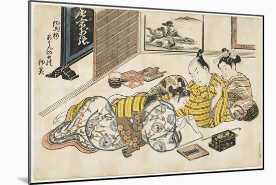 New Year's Gathering Within a Brothel, 1741-1744-Okumura Masanobu-Mounted Giclee Print