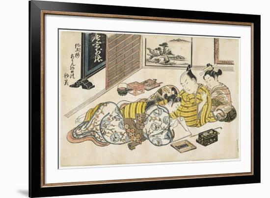 New Year's Gathering Within a Brothel, 1741-1744-Okumura Masanobu-Framed Giclee Print