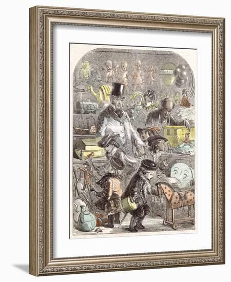 New Year's Gifts, the Toyshop, Jackson Children, 1860-null-Framed Giclee Print