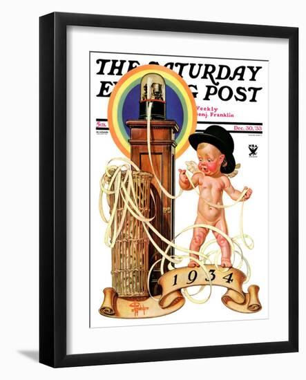 "New Year Tickertape," Saturday Evening Post Cover, December 30, 1933-Joseph Christian Leyendecker-Framed Giclee Print