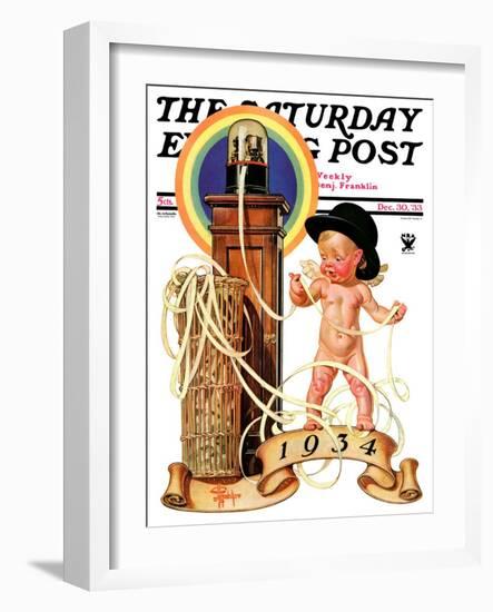 "New Year Tickertape," Saturday Evening Post Cover, December 30, 1933-Joseph Christian Leyendecker-Framed Giclee Print