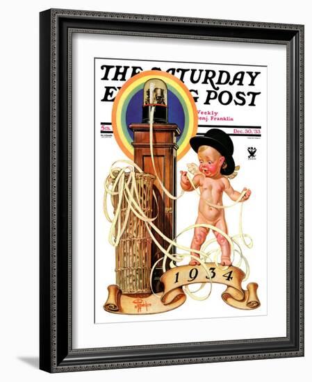 "New Year Tickertape," Saturday Evening Post Cover, December 30, 1933-Joseph Christian Leyendecker-Framed Giclee Print