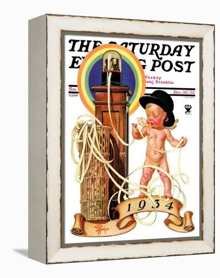 "New Year Tickertape," Saturday Evening Post Cover, December 30, 1933-Joseph Christian Leyendecker-Framed Premier Image Canvas