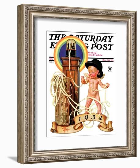 "New Year Tickertape," Saturday Evening Post Cover, December 30, 1933-Joseph Christian Leyendecker-Framed Giclee Print