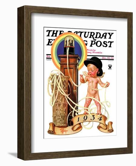 "New Year Tickertape," Saturday Evening Post Cover, December 30, 1933-Joseph Christian Leyendecker-Framed Giclee Print