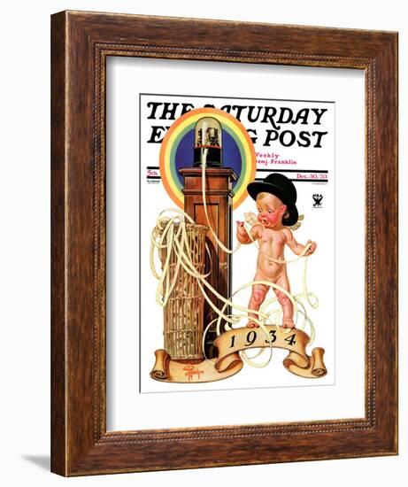 "New Year Tickertape," Saturday Evening Post Cover, December 30, 1933-Joseph Christian Leyendecker-Framed Giclee Print