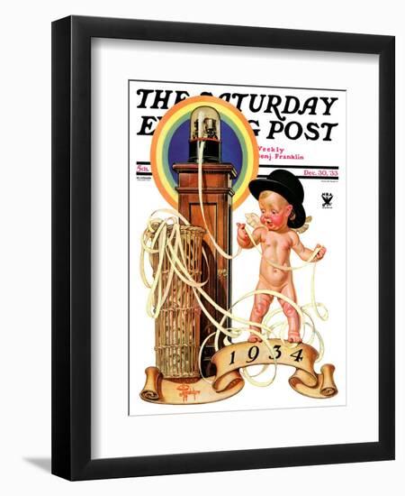 "New Year Tickertape," Saturday Evening Post Cover, December 30, 1933-Joseph Christian Leyendecker-Framed Giclee Print