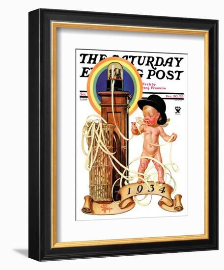 "New Year Tickertape," Saturday Evening Post Cover, December 30, 1933-Joseph Christian Leyendecker-Framed Giclee Print