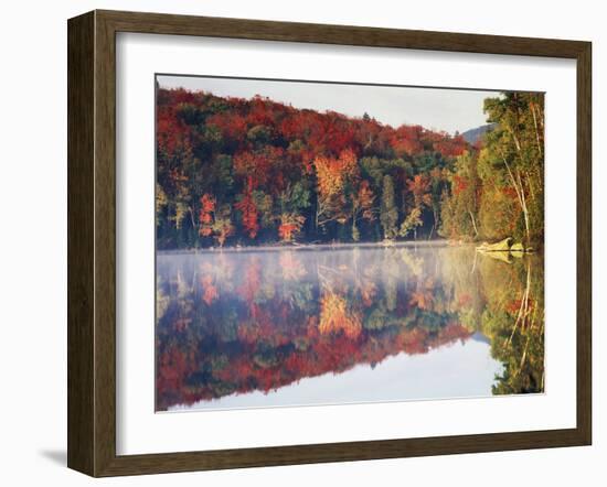 New York, Adirondack Mts, Sugar Maples and Fog at Heart Lake in Autumn-Christopher Talbot Frank-Framed Photographic Print