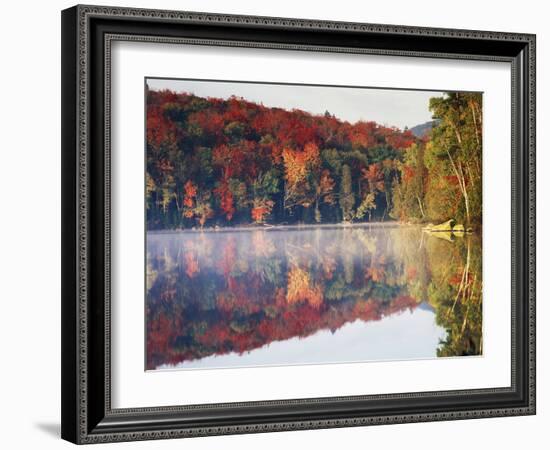 New York, Adirondack Mts, Sugar Maples and Fog at Heart Lake in Autumn-Christopher Talbot Frank-Framed Photographic Print