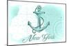 New York - Anchor - Teal - Coastal Icon-Lantern Press-Mounted Art Print