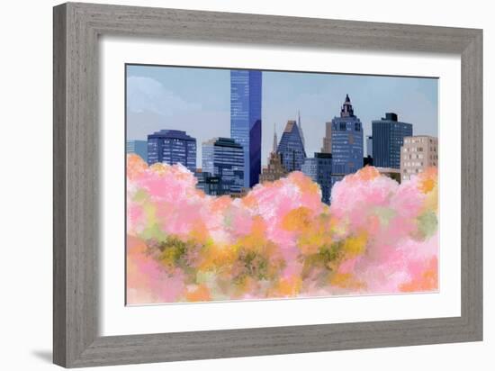 New York and Cherry Blossoms, 2016 (Painting)-Hiroyuki Izutsu-Framed Giclee Print