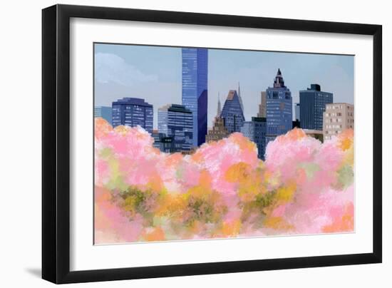 New York and Cherry Blossoms, 2016 (Painting)-Hiroyuki Izutsu-Framed Giclee Print