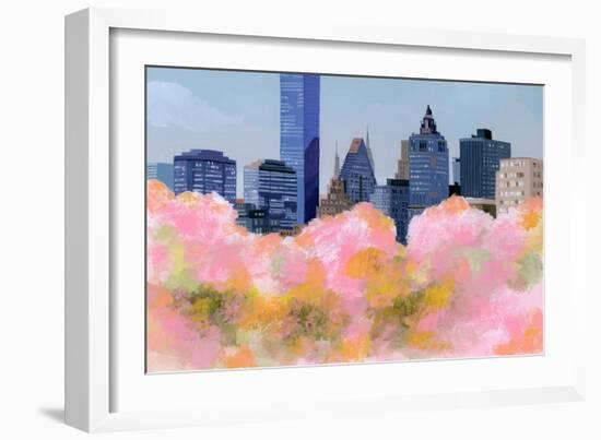 New York and Cherry Blossoms, 2016 (Painting)-Hiroyuki Izutsu-Framed Giclee Print