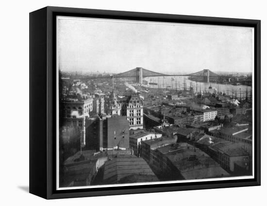 New York and the Brooklyn Bridge, Late 19th Century-John L Stoddard-Framed Premier Image Canvas