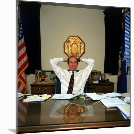New York Attorney General Eliot Spitzer in His Manhattan Office at 120 Broadway-null-Mounted Photographic Print