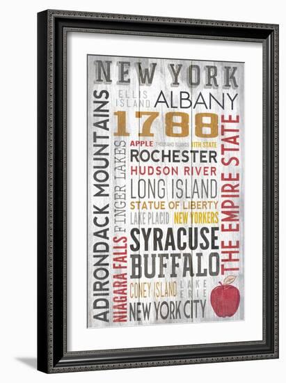 New York - Barnwood Typography-Lantern Press-Framed Art Print