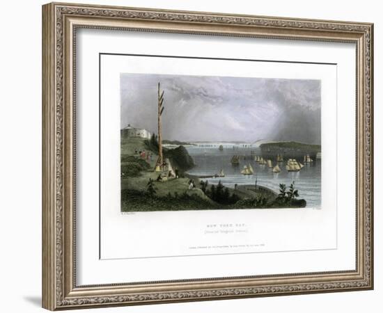 New York Bay as Seen from the Telegraph Station, USA, 1838-R Wallis-Framed Giclee Print