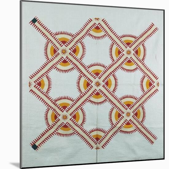New York Beauty Coverlet, American, Pieced, Quilted and Appliqued Cotton, Circa 1870-null-Mounted Giclee Print