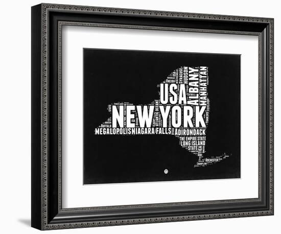 New York Black and White Map-NaxArt-Framed Art Print