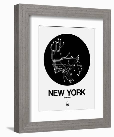 New York Black Subway Map-NaxArt-Framed Premium Giclee Print