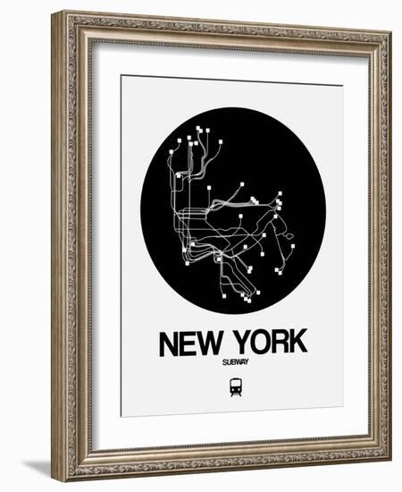 New York Black Subway Map-NaxArt-Framed Art Print