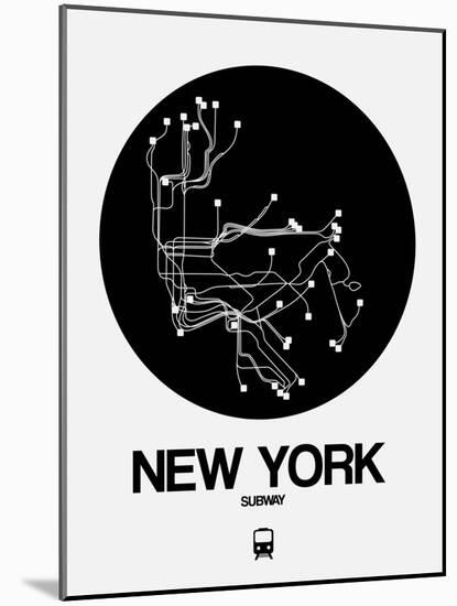 New York Black Subway Map-NaxArt-Mounted Art Print