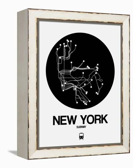 New York Black Subway Map-NaxArt-Framed Stretched Canvas