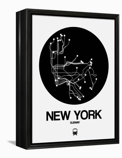 New York Black Subway Map-NaxArt-Framed Stretched Canvas