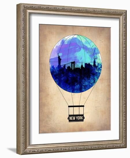 New York Blue Air Balloon-NaxArt-Framed Art Print