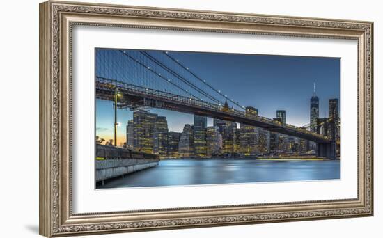 New York - Blue Hour over Manhattan-Michael Jurek-Framed Art Print