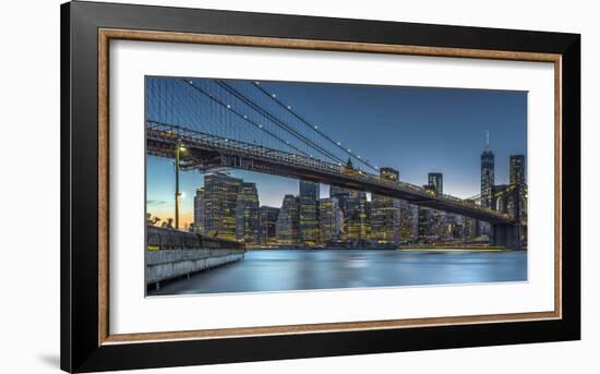 New York - Blue Hour over Manhattan-Michael Jurek-Framed Art Print