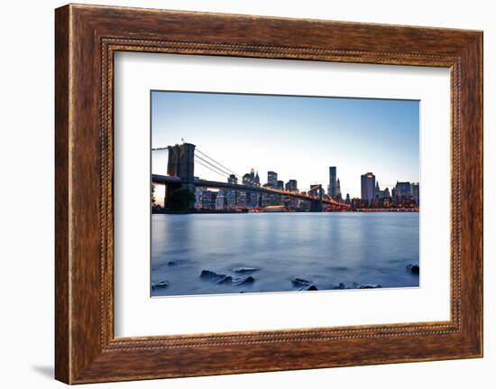 New York, Brooklyn Bridge and Lower Manhattan-Skaya-Framed Photographic Print