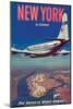 New York by Clipper - Pan American World Airways, Vintage Airline Travel Poster, 1950-Pacifica Island Art-Mounted Art Print