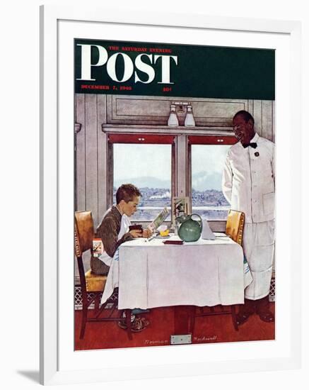 "New York Central Diner" Saturday Evening Post Cover, December 7,1946-Norman Rockwell-Framed Giclee Print