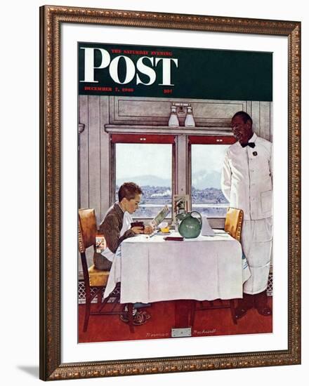 "New York Central Diner" Saturday Evening Post Cover, December 7,1946-Norman Rockwell-Framed Giclee Print