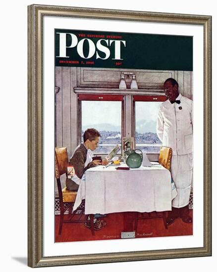 "New York Central Diner" Saturday Evening Post Cover, December 7,1946-Norman Rockwell-Framed Giclee Print