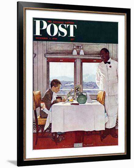 "New York Central Diner" Saturday Evening Post Cover, December 7,1946-Norman Rockwell-Framed Giclee Print