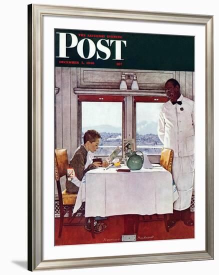 "New York Central Diner" Saturday Evening Post Cover, December 7,1946-Norman Rockwell-Framed Giclee Print