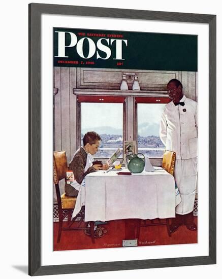 "New York Central Diner" Saturday Evening Post Cover, December 7,1946-Norman Rockwell-Framed Giclee Print