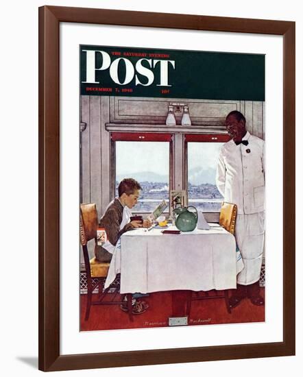 "New York Central Diner" Saturday Evening Post Cover, December 7,1946-Norman Rockwell-Framed Giclee Print