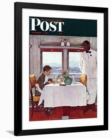 "New York Central Diner" Saturday Evening Post Cover, December 7,1946-Norman Rockwell-Framed Giclee Print