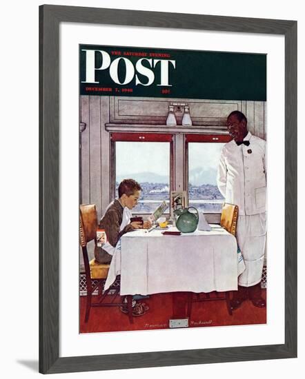 "New York Central Diner" Saturday Evening Post Cover, December 7,1946-Norman Rockwell-Framed Giclee Print