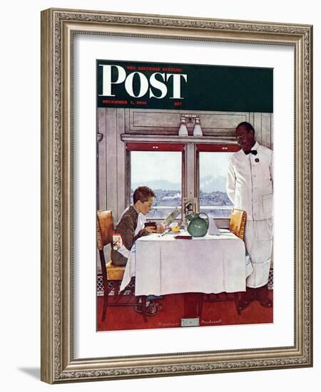 "New York Central Diner" Saturday Evening Post Cover, December 7,1946-Norman Rockwell-Framed Giclee Print