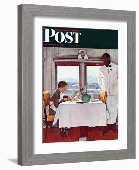 "New York Central Diner" Saturday Evening Post Cover, December 7,1946-Norman Rockwell-Framed Giclee Print