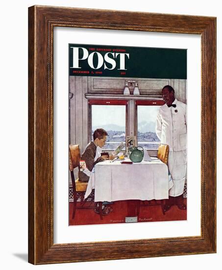 "New York Central Diner" Saturday Evening Post Cover, December 7,1946-Norman Rockwell-Framed Giclee Print