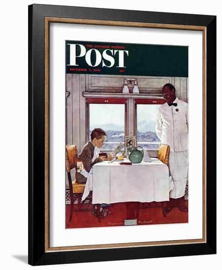 "New York Central Diner" Saturday Evening Post Cover, December 7,1946-Norman Rockwell-Framed Giclee Print