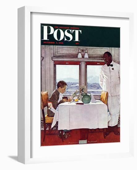 "New York Central Diner" Saturday Evening Post Cover, December 7,1946-Norman Rockwell-Framed Giclee Print